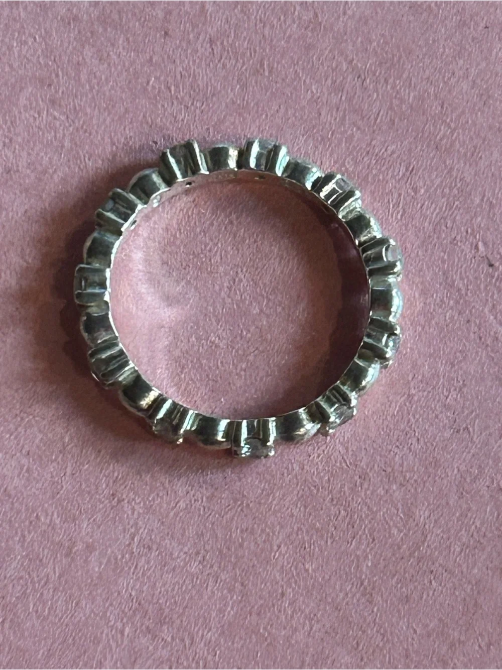 Vintage Sterling Silver Eternity Band with Beautiful Clear Gemstones. Size 6.